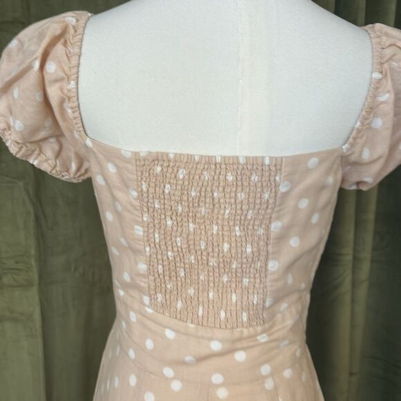 Privacy Please Beige/pink Polka Dot cut out Jumpsuit, XS - Picture 9 of 11